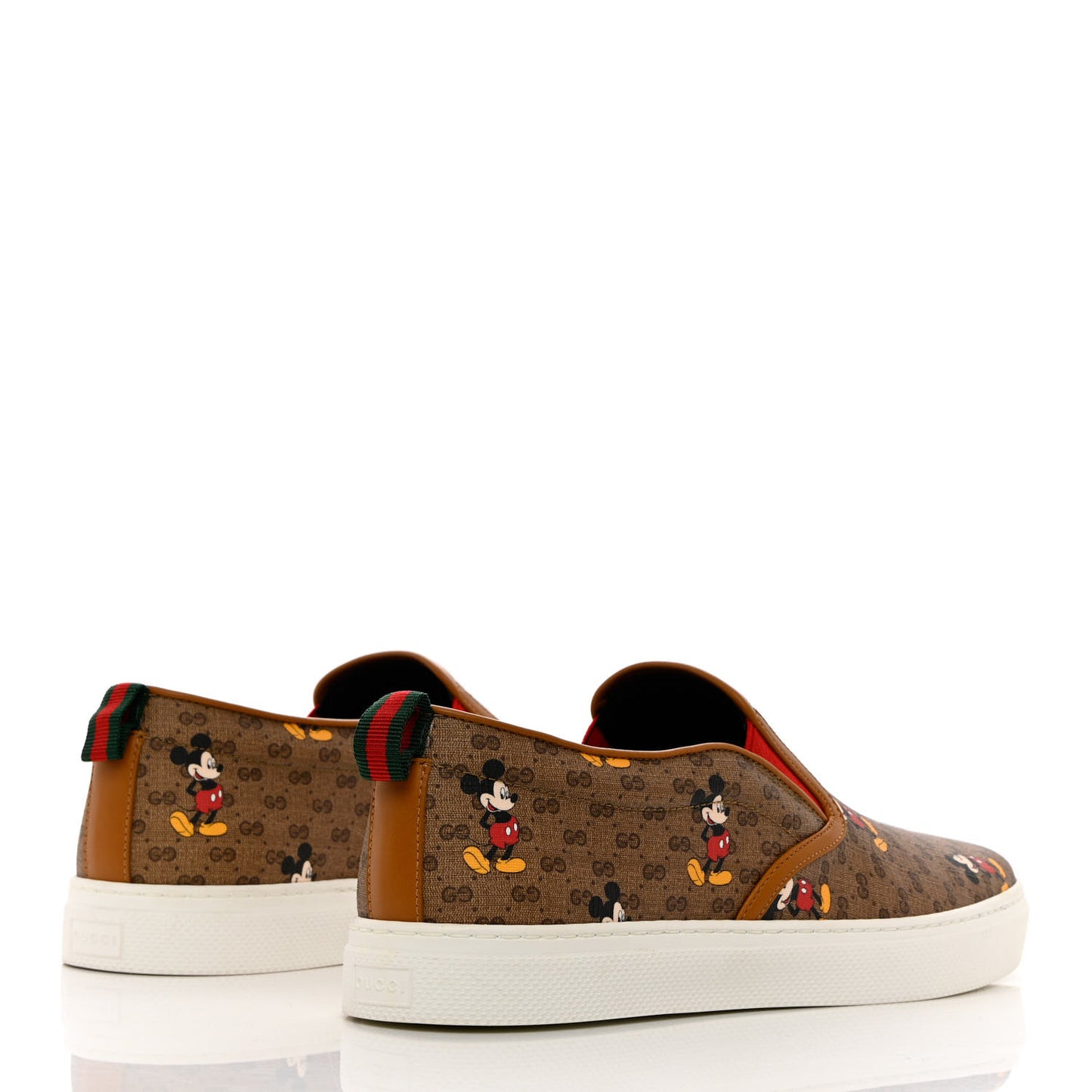 X DISNEY Mini Vintage GG Supreme Monogram Mickey Mouse Mens Slip-On Sneakers 9.5 Beige Vintage Sun Oil