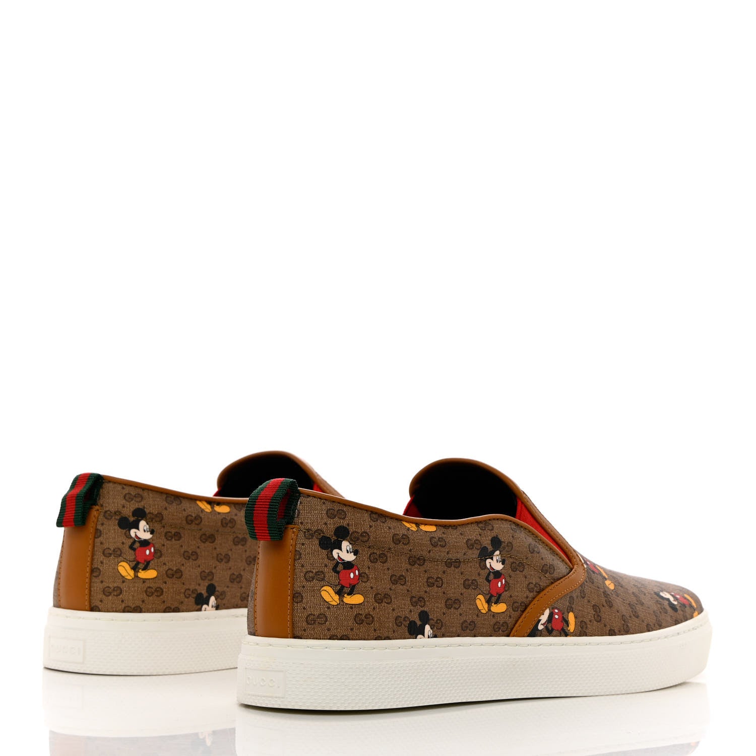 Gucci X DISNEY Mini Vintage GG Supreme Monogram Mickey Mouse Mens Slip-On Sneakers 9.5 Beige Vintage Sun Oil 4 of 9