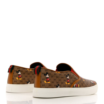 Gucci X DISNEY Mini Vintage GG Supreme Monogram Mickey Mouse Mens Slip-On Sneakers 9.5 Beige Vintage Sun Oil 4 of 9
