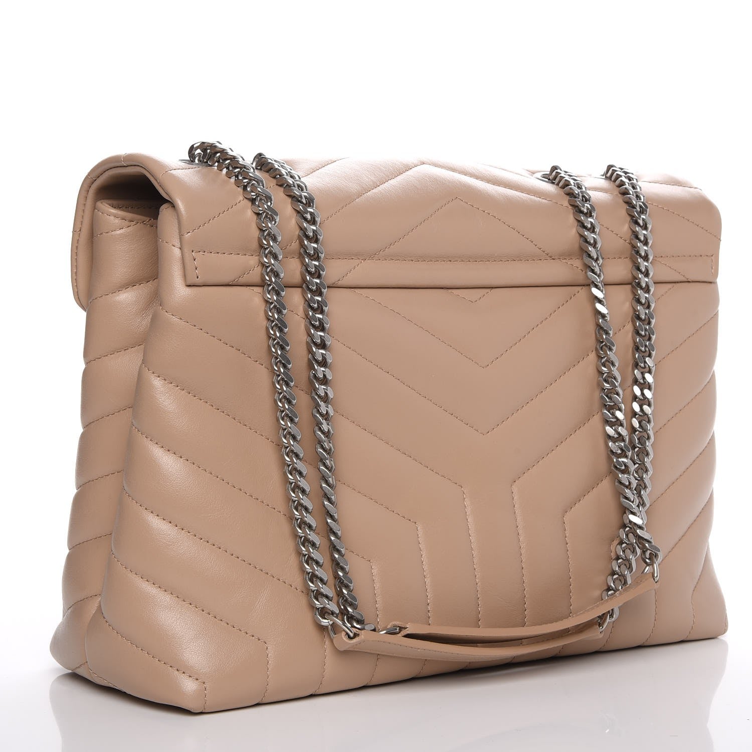 Saint Laurent Calfskin Y Quilted Monogram Medium Loulou Chain Satchel Dark Beige 3 of 7