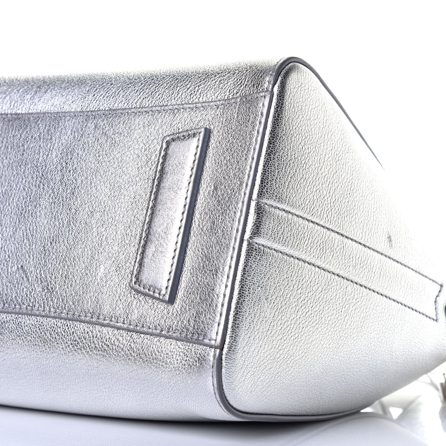Metallic Sugar Goatskin Small Antigona Silver