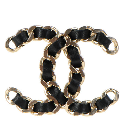 Chanel Lambskin Chain CC Brooch Black Gold 1 of 5