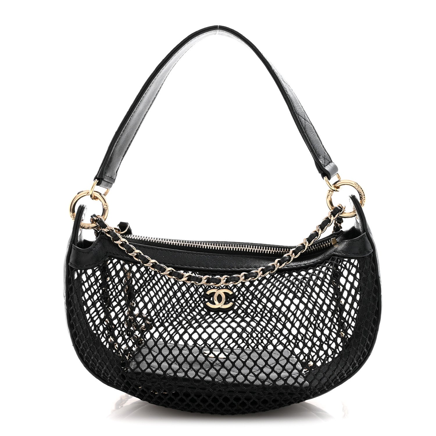 Chanel Mesh Shiny Lambskin Chain Hobo Black 1 of 13