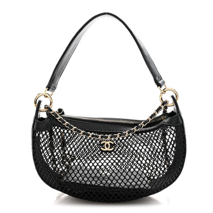 Chanel Mesh Shiny Lambskin Chain Hobo Black 1 of 13