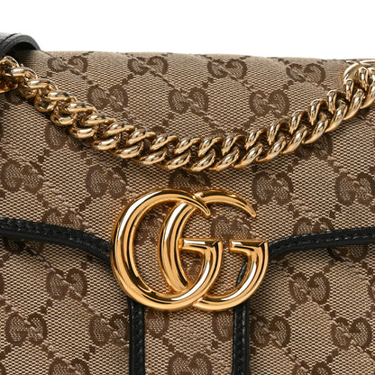 Gucci Monogram Matelasse Diagonal Mini GG Marmont Shoulder Bag Beige Black 8 of 10