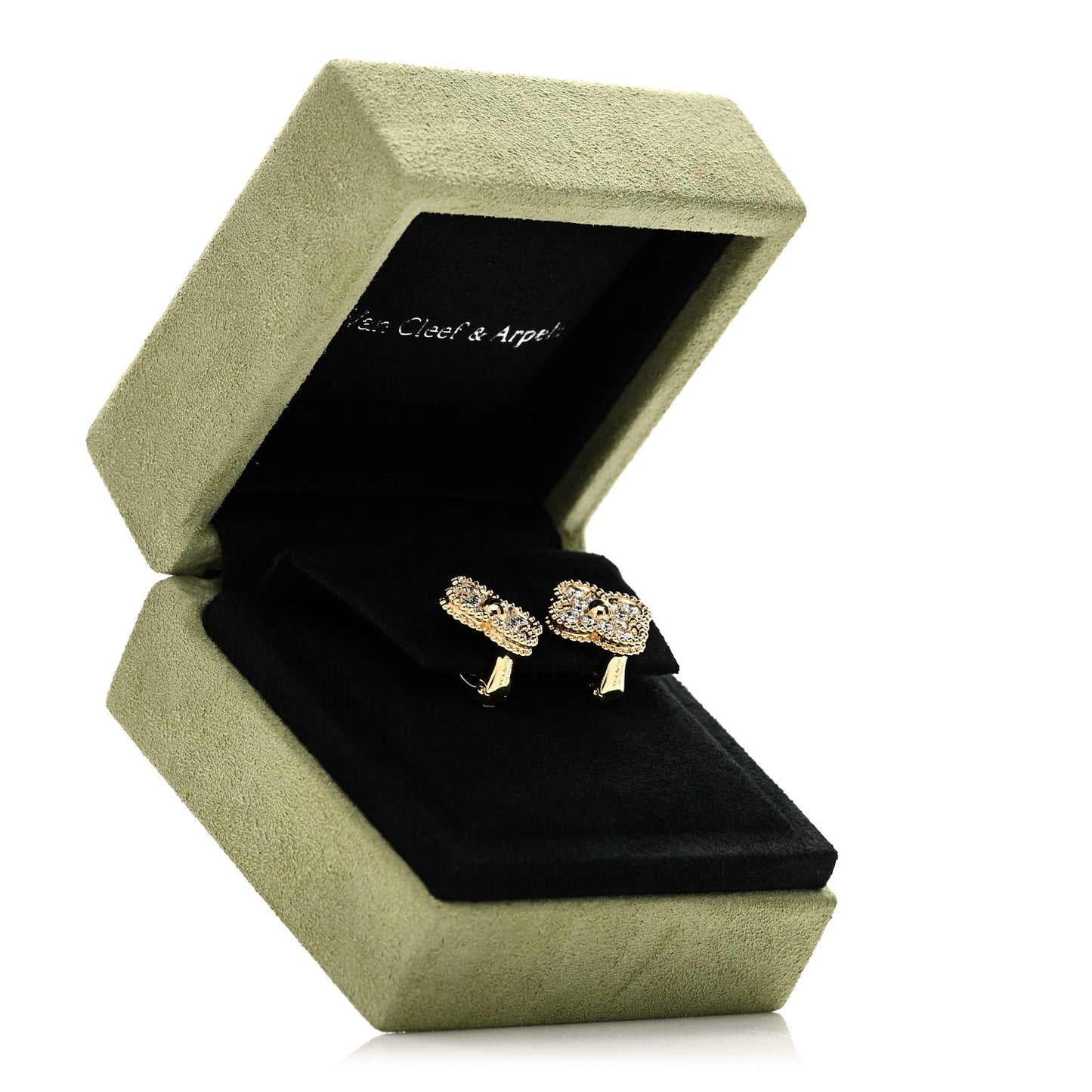 18K Yellow Gold Diamond Vintage Alhambra Earrings