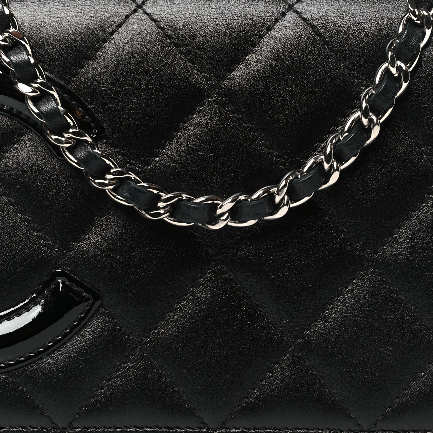 Calfskin Quilted Cambon Wallet on Chain WOC Black