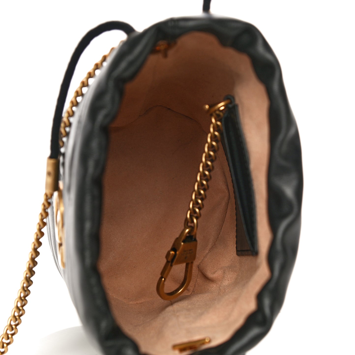 Calfskin Matelasse Mini GG Marmont 2.0 Bucket Bag Black