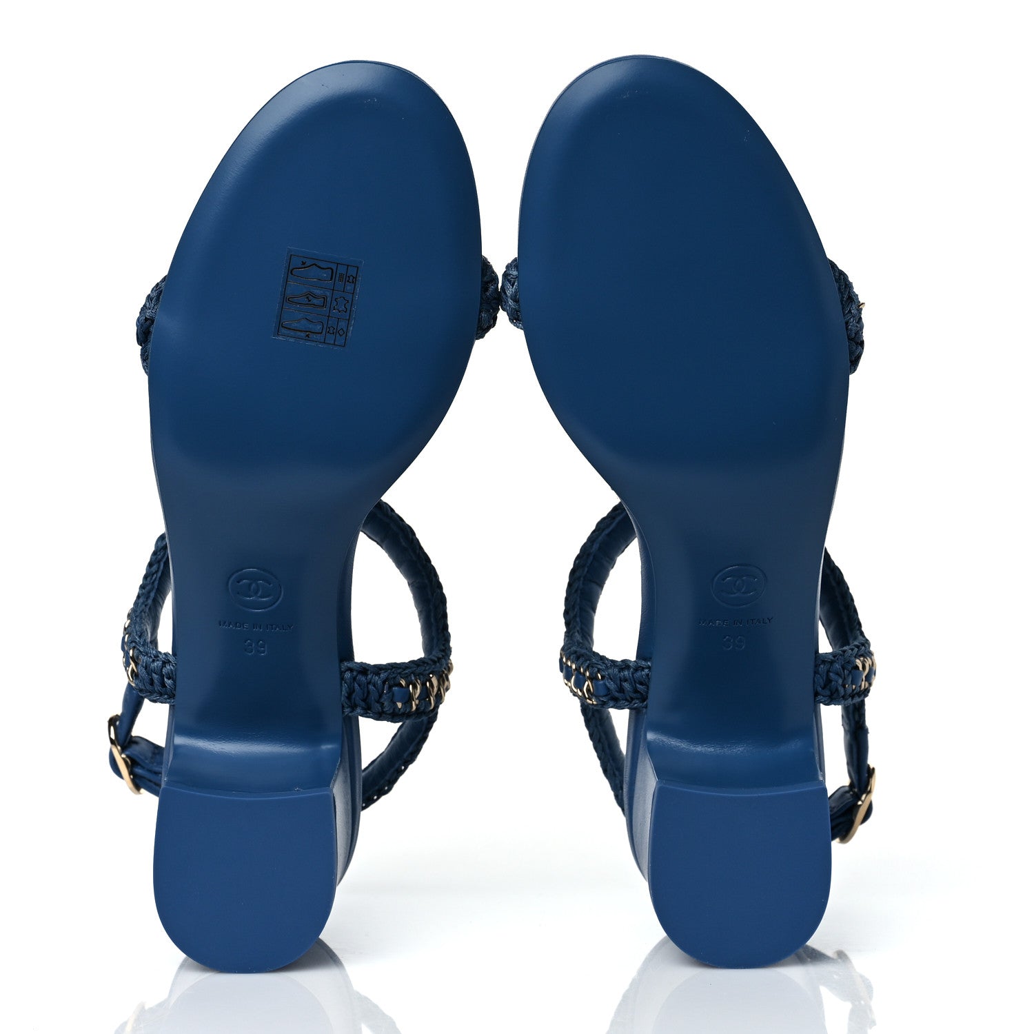 Chanel Lambskin CC Chain Braided Sandals 39 Blue 5 of 8