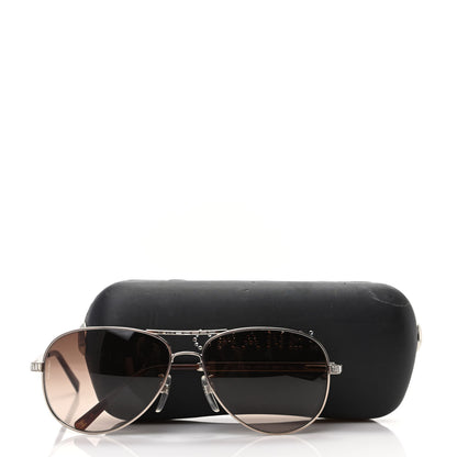 Chanel Crystal Aviator Sunglasses 4121 Brown Gold 8 of 8