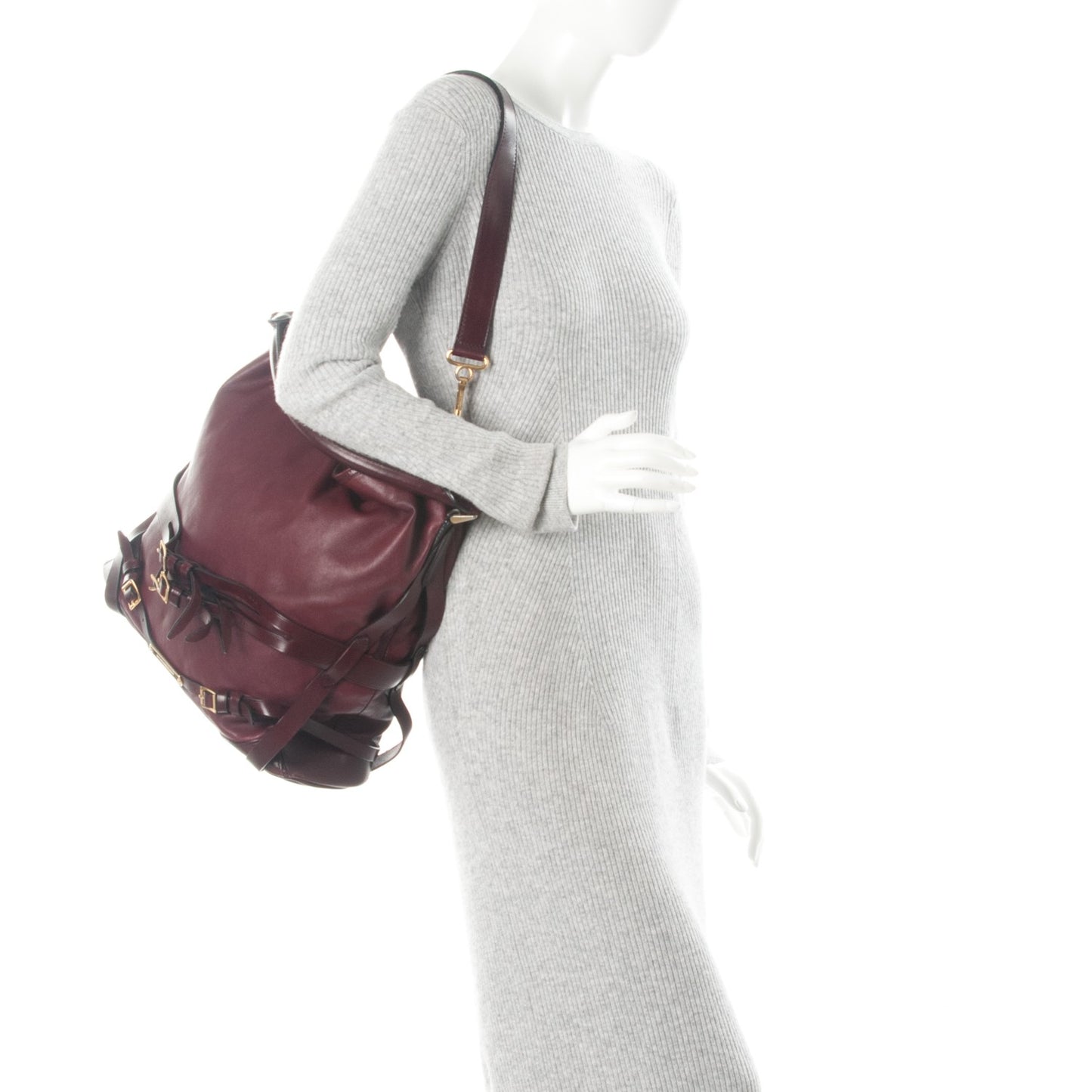 Soft Lambskin Bridle Calfskin Medium Gosford Hobo Claret Red