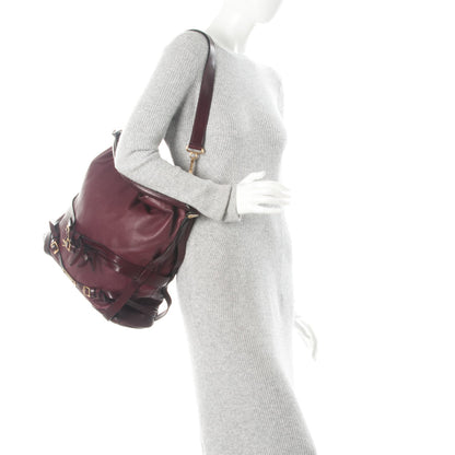 Burberry Soft Lambskin Bridle Calfskin Medium Gosford Hobo Claret Red 2 of 9