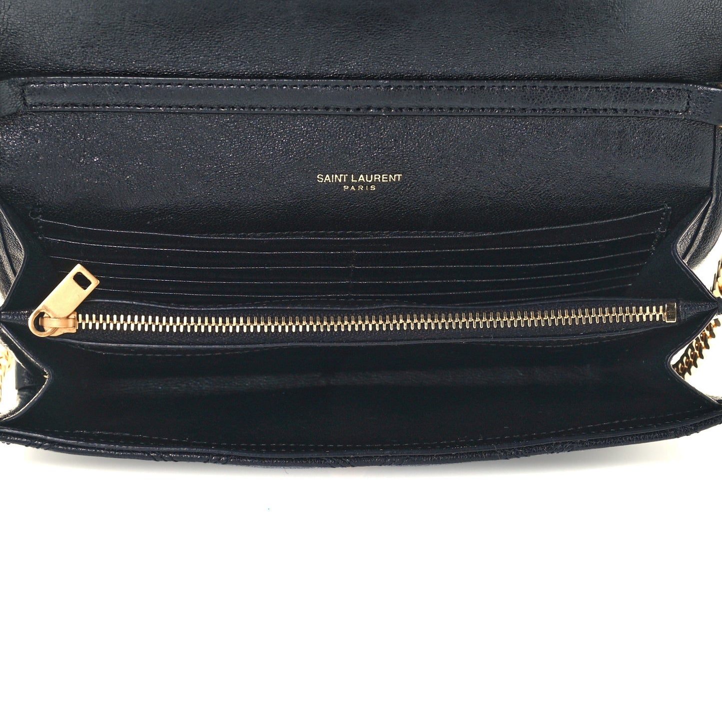Lambskin Diamond Quilted Becky Chain Wallet Black