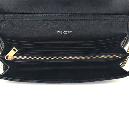 Saint Laurent Lambskin Diamond Quilted Becky Chain Wallet Black 5 of 11