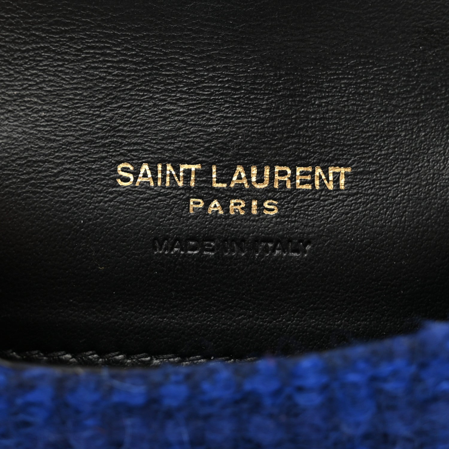 Saint Laurent Tweed Woven Quadrillage Monogram Airpods Pro Case Blue 3 of 3