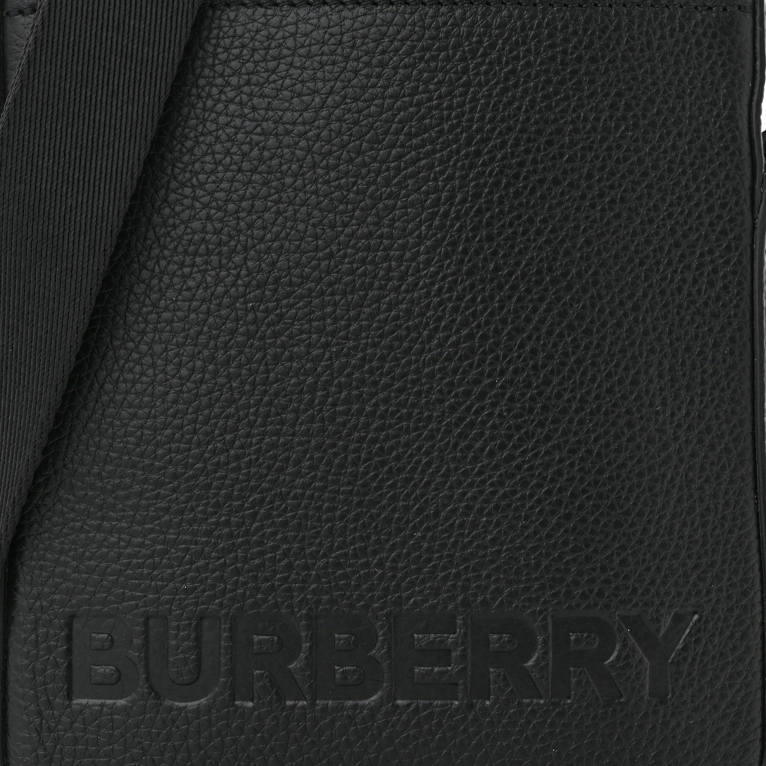 Burberry Pebbled Calfskin Logo Embossed Thornton Messenger Bag Black 9 of 13