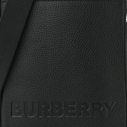 Burberry Pebbled Calfskin Logo Embossed Thornton Messenger Bag Black 9 of 13