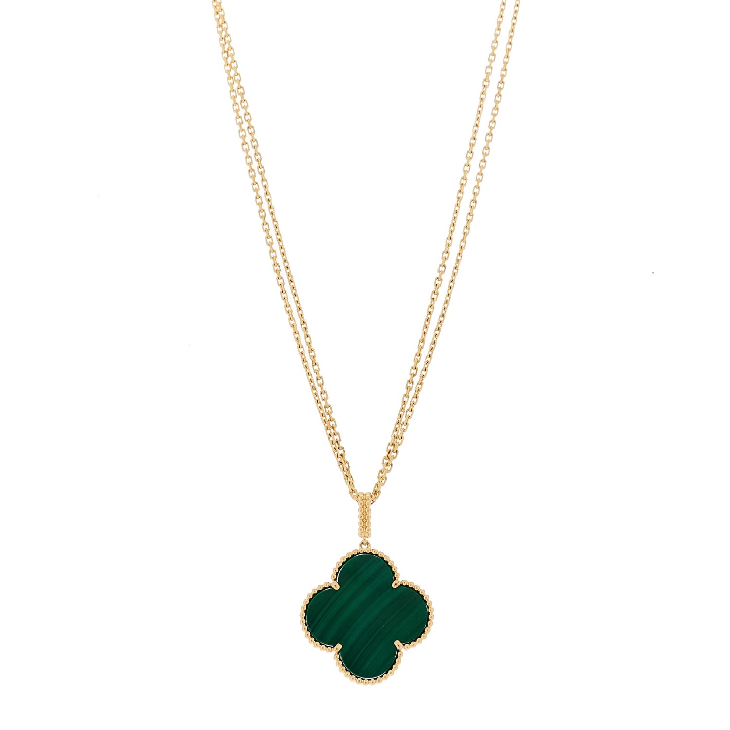 18K Yellow Gold Malachite Magic Alhambra Pendant Necklace