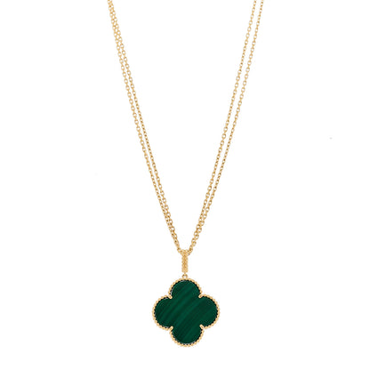 Van Cleef & Arpels 18K Yellow Gold Malachite Magic Alhambra Pendant Necklace 1 of 6