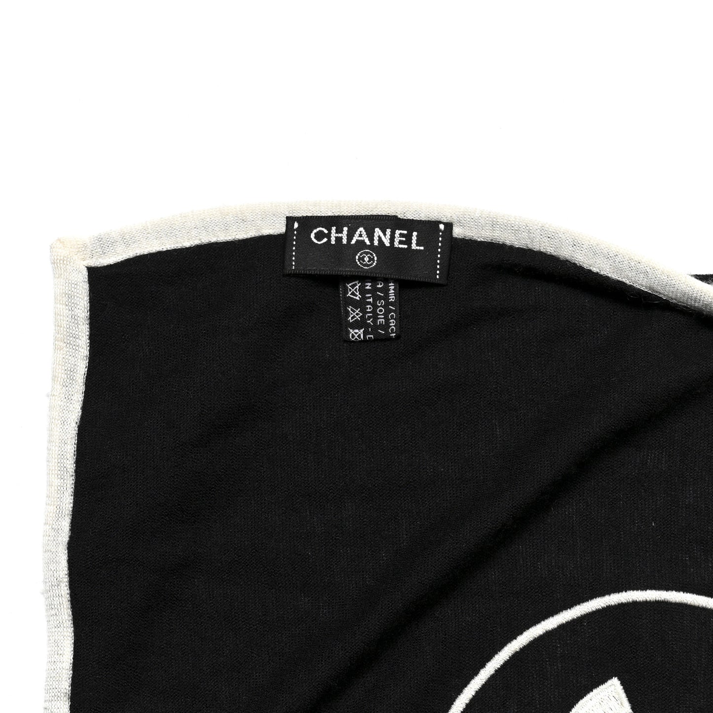 Cashmere Silk CC Scarf Black White