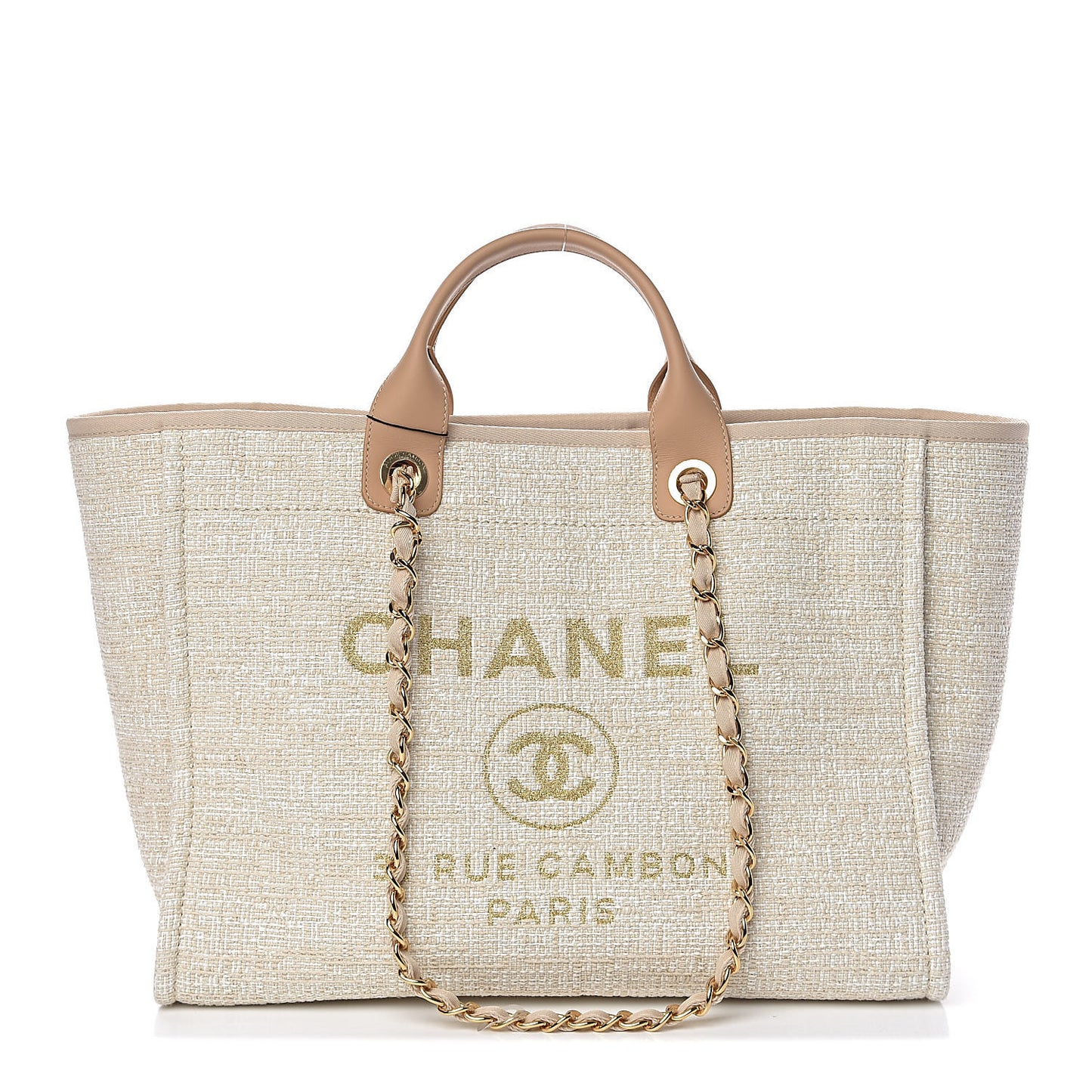 Lurex Boucle Large Deauville Tote Light Beige