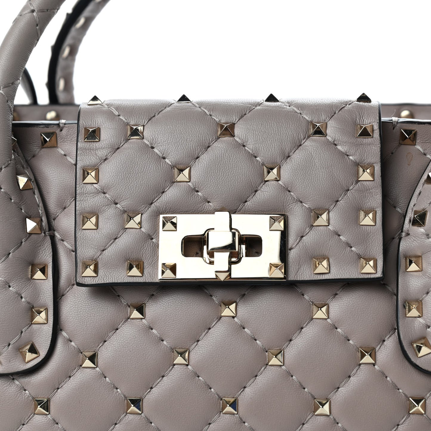 Nappa Rockstud Spike Double Handle Tote Poudre