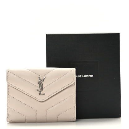 Saint Laurent Lambskin Y Quilted Monogram Compact Loulou Wallet Nude Powder 8 of 8