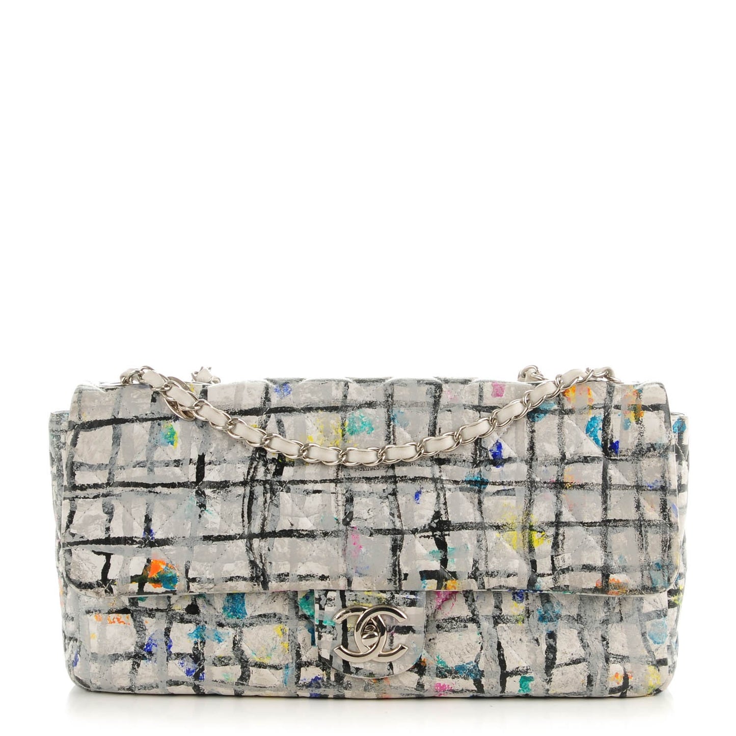 Calfskin Hand Painted Graffiti Flap Multicolor