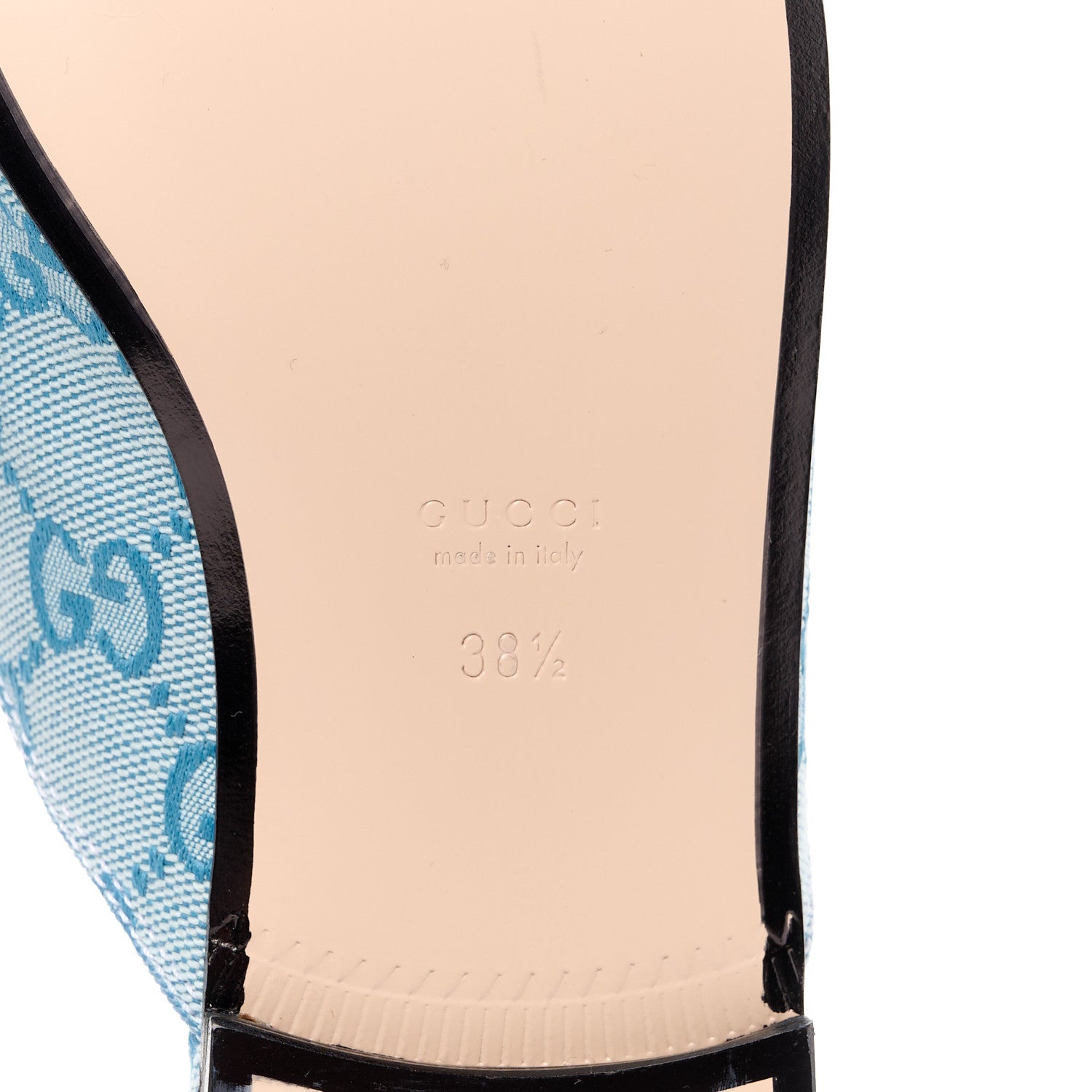 Gucci Canvas GG Monogram Nappa Womens Princetown Slippers 38.5 Porcelain Light Blue Dark Porcelain Light Blue 6 of 9