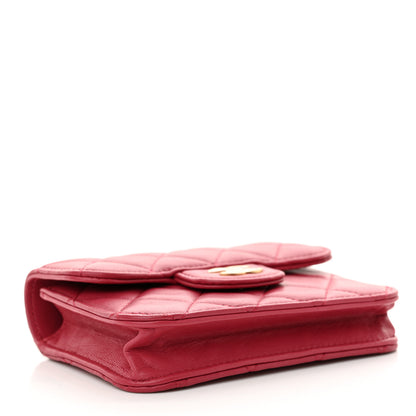 Chanel Lambskin Quilted Top Handle Flap Coin Purse With Chain Dark Pink 4 of 11