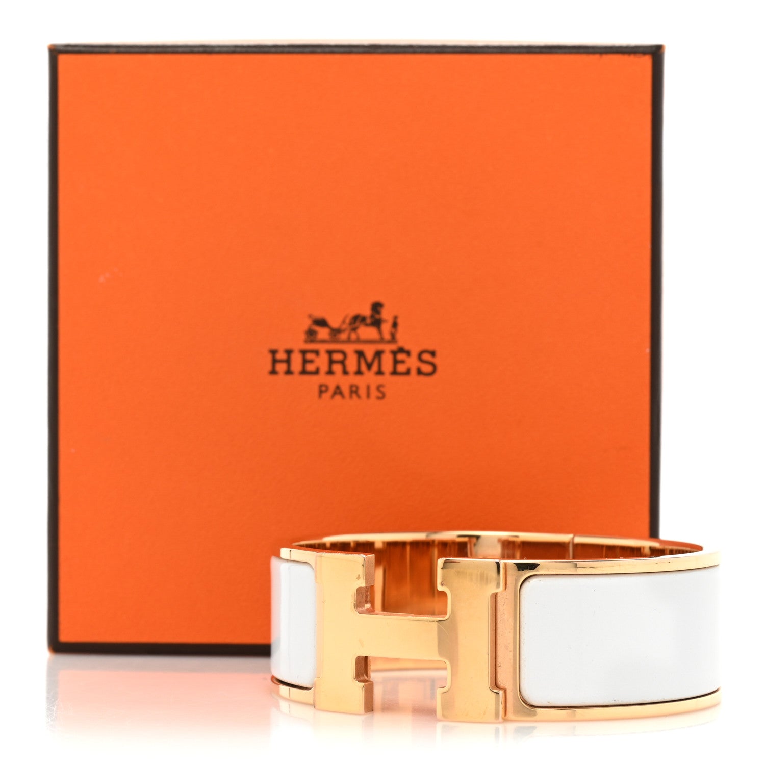 Hermes Enamel Wide Clic Clac H Bracelet PM White 6 of 6