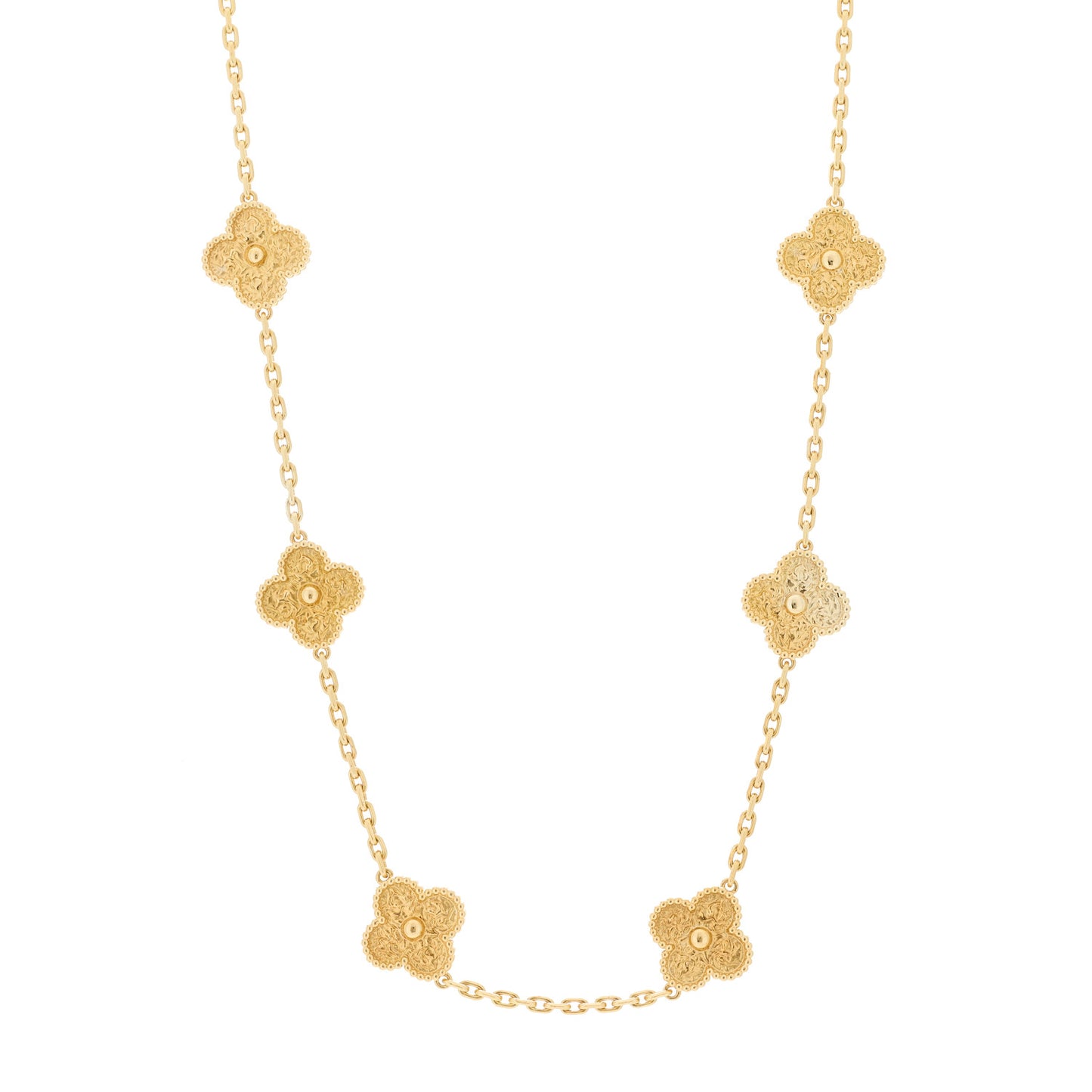 18K Yellow Gold 10 Motifs Vintage Alhambra Necklace