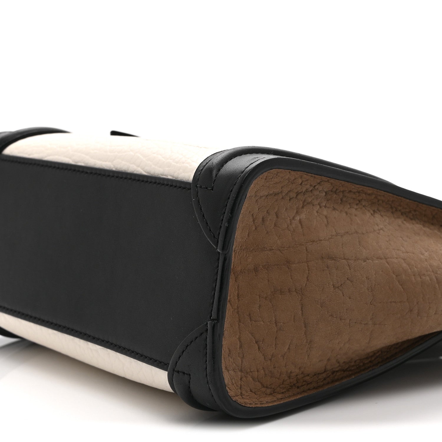 Celine Elephant Calfskin Nano Tri-Color Luggage  White Black Sand 10 of 10
