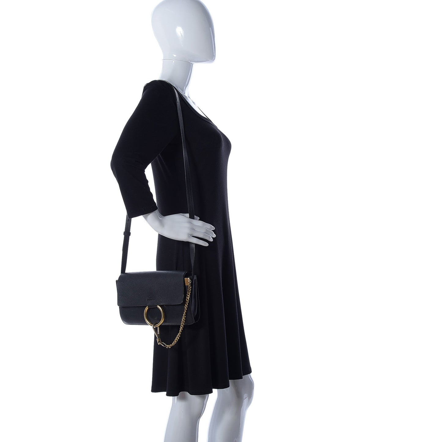 Goatskin Small Faye Shoulder Bag Black