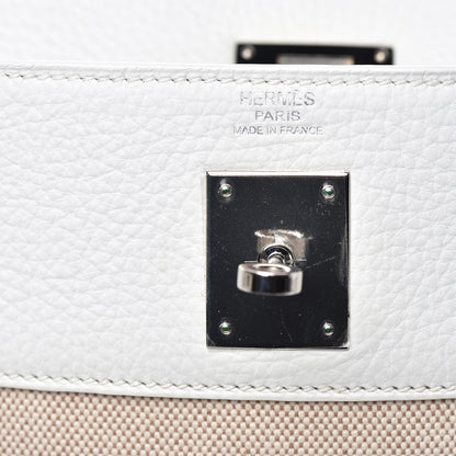 Hermes Taurillon Clemence Toile Kelly Retourne 32 White 24 of 40
