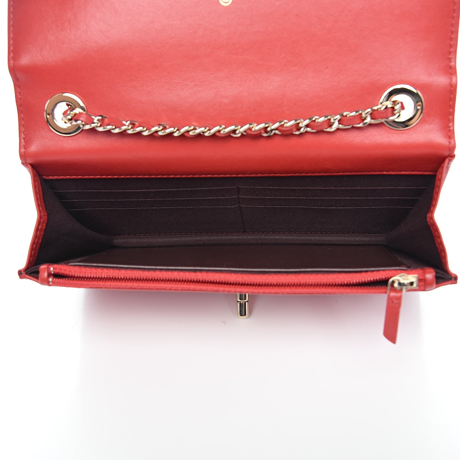Chanel Lambskin Quilted Trendy CC Wallet On Chain WOC Red 5 of 12