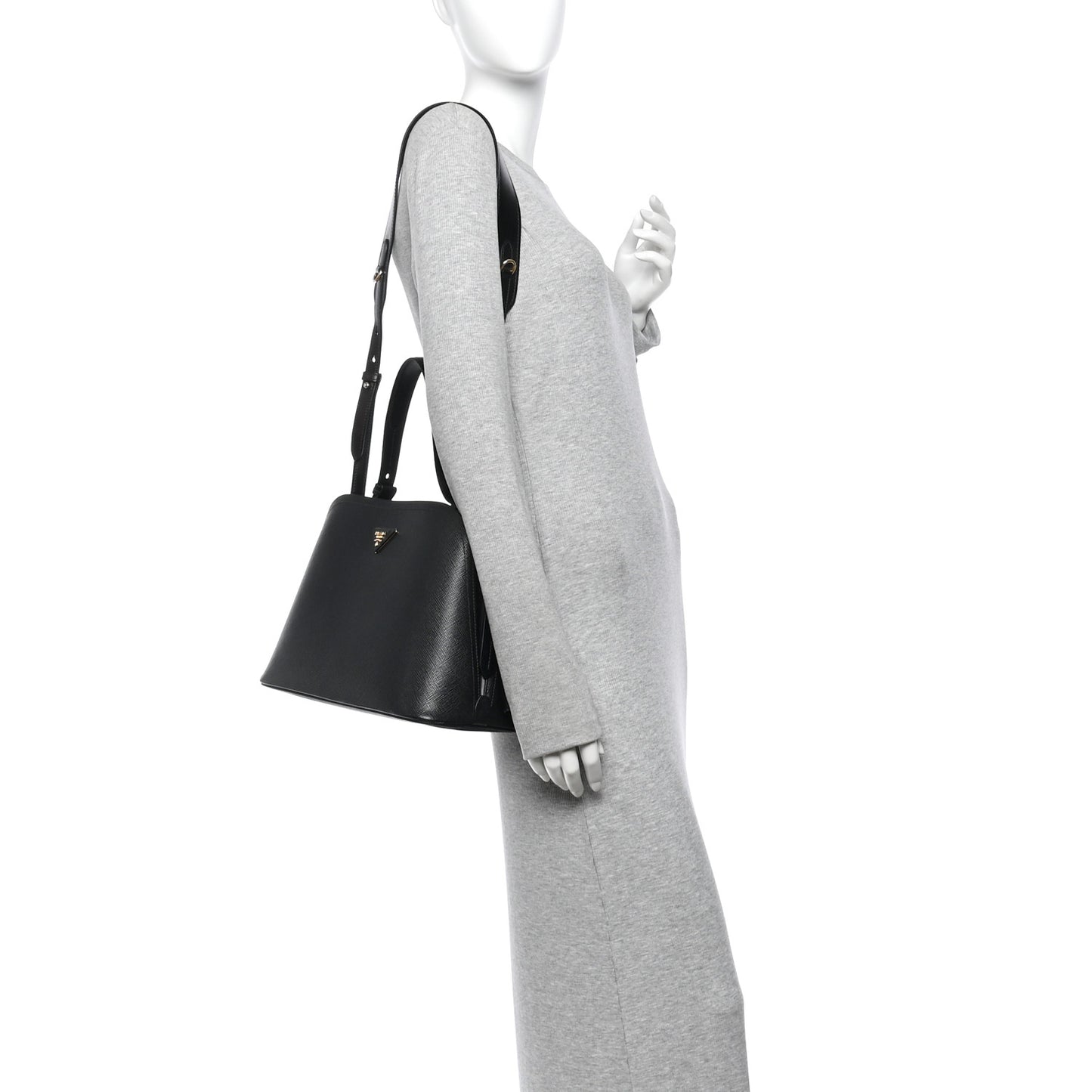 Saffiano Cuir Small Matinee Tote Black Cerise