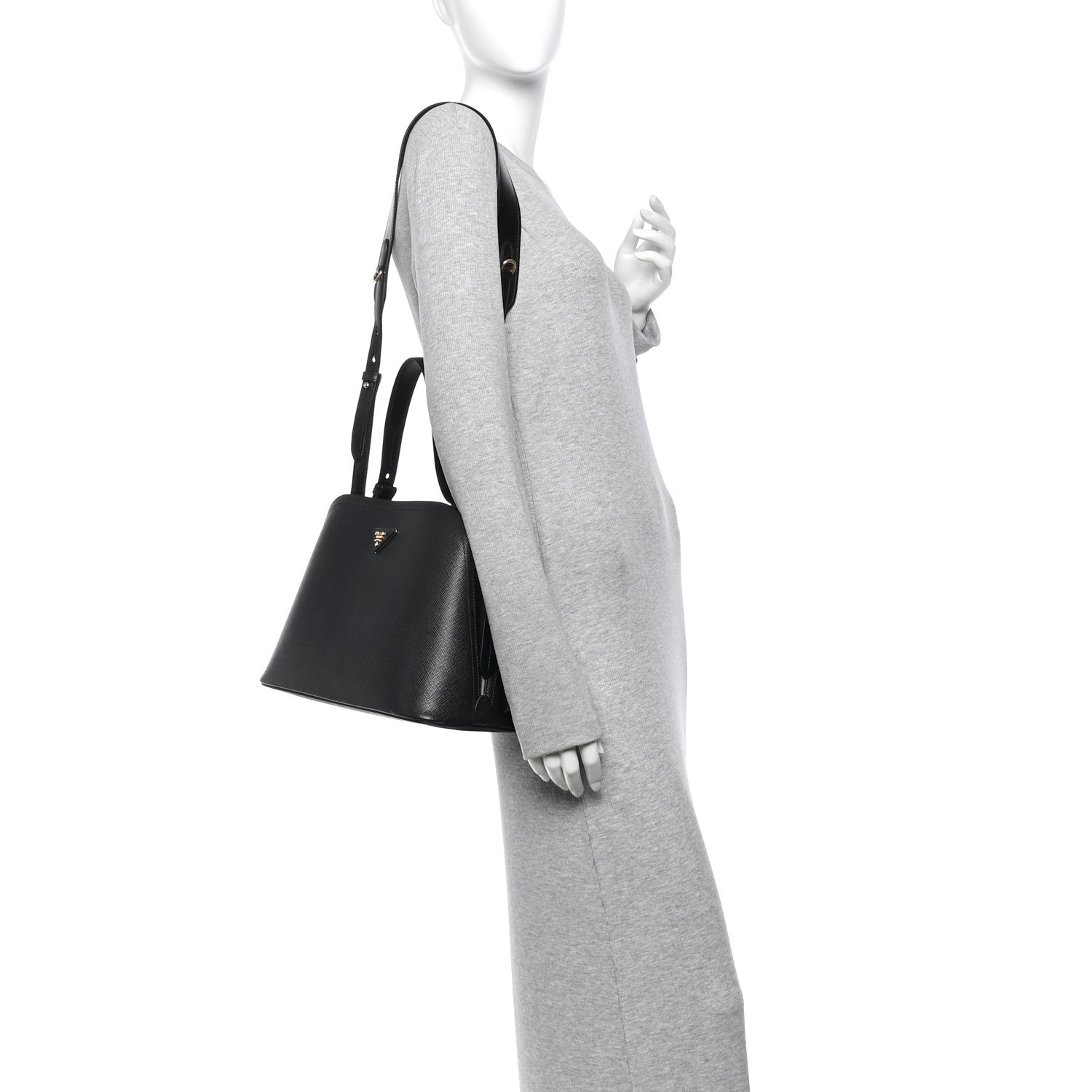 Prada Saffiano Cuir Small Matinee Tote Black Cerise 2 of 13