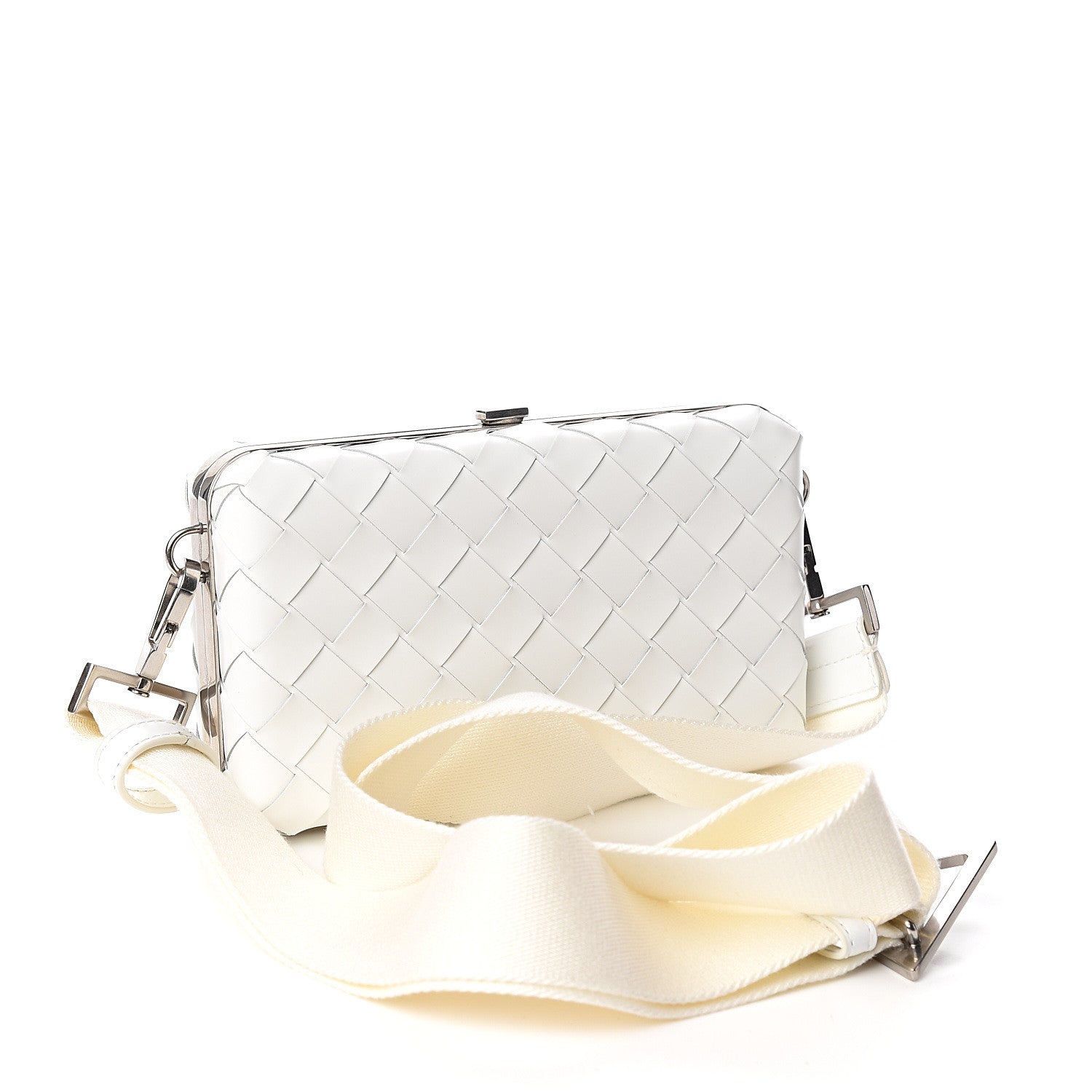 Bottega Veneta Spazzolato Intrecciato Mens Crossbody Messenger Bag Bianco 2 of 7