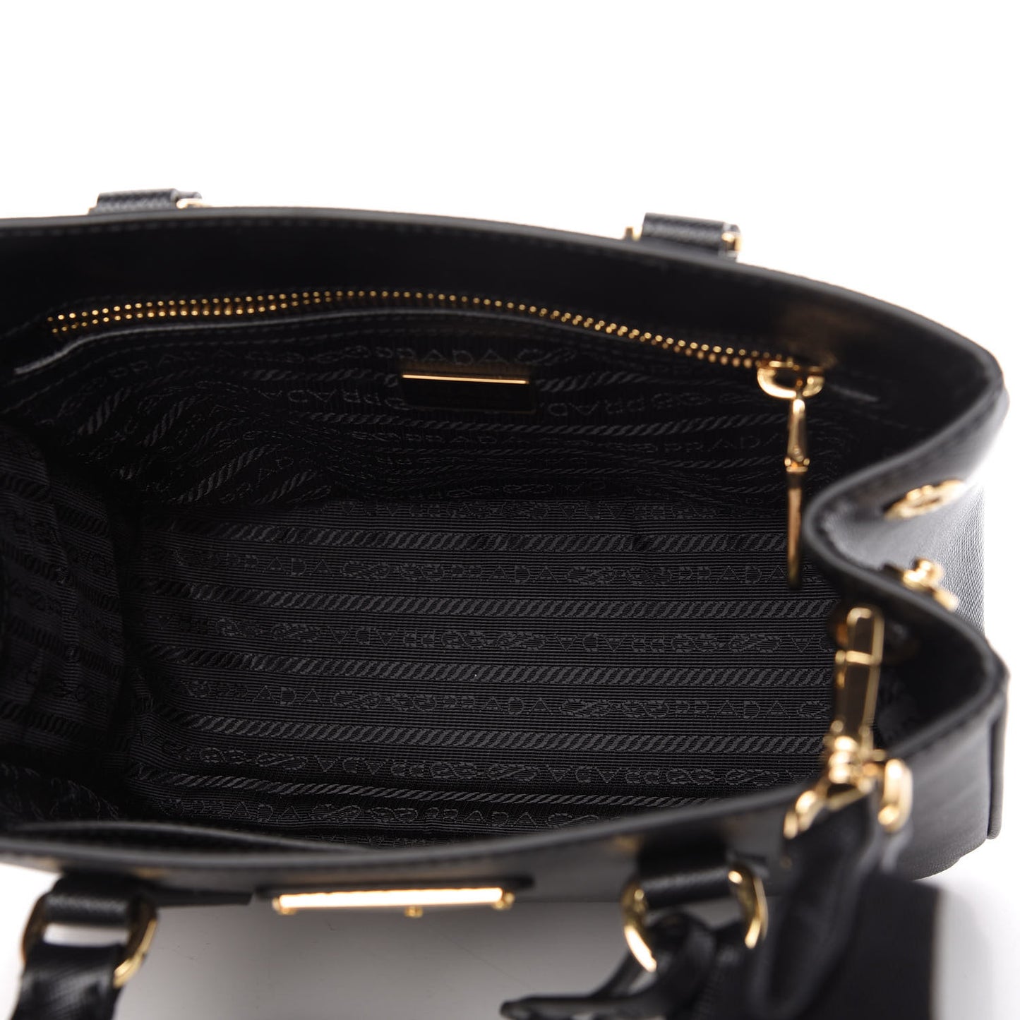 Saffiano Lux Micro Galleria Shoulder Bag Black