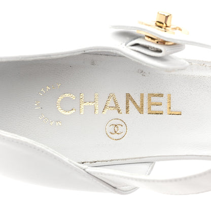 Chanel Lambskin Patent Cap Toe Mary Jane Wedge Pumps 41 White Black 7 of 14