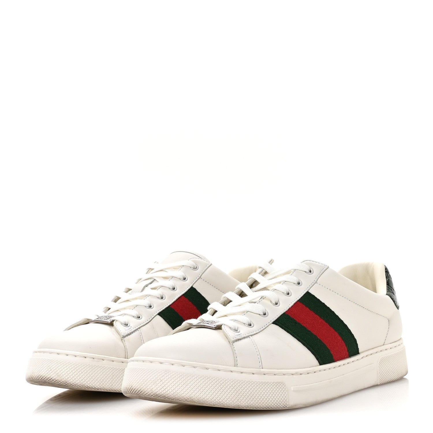 Gucci Ultralight Plume Calfskin Web Mens New Ace Sneakers 8.5 Green Ace 4 of 9