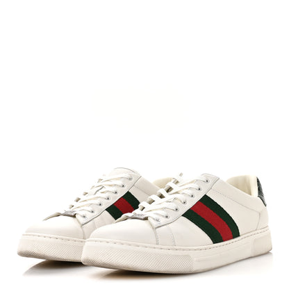 Gucci Ultralight Plume Calfskin Web Mens New Ace Sneakers 8.5 Green Ace 4 of 9