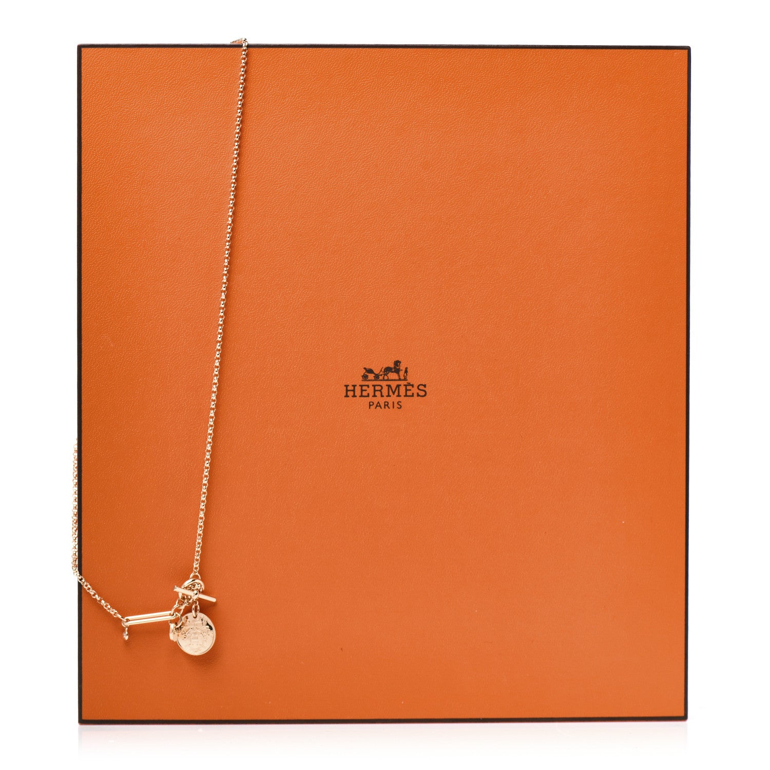 Hermes 18K Rose Gold Diamond PM Ex-Libris Pendant Necklace 5 of 5