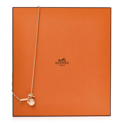 Hermes 18K Rose Gold Diamond PM Ex-Libris Pendant Necklace 5 of 5