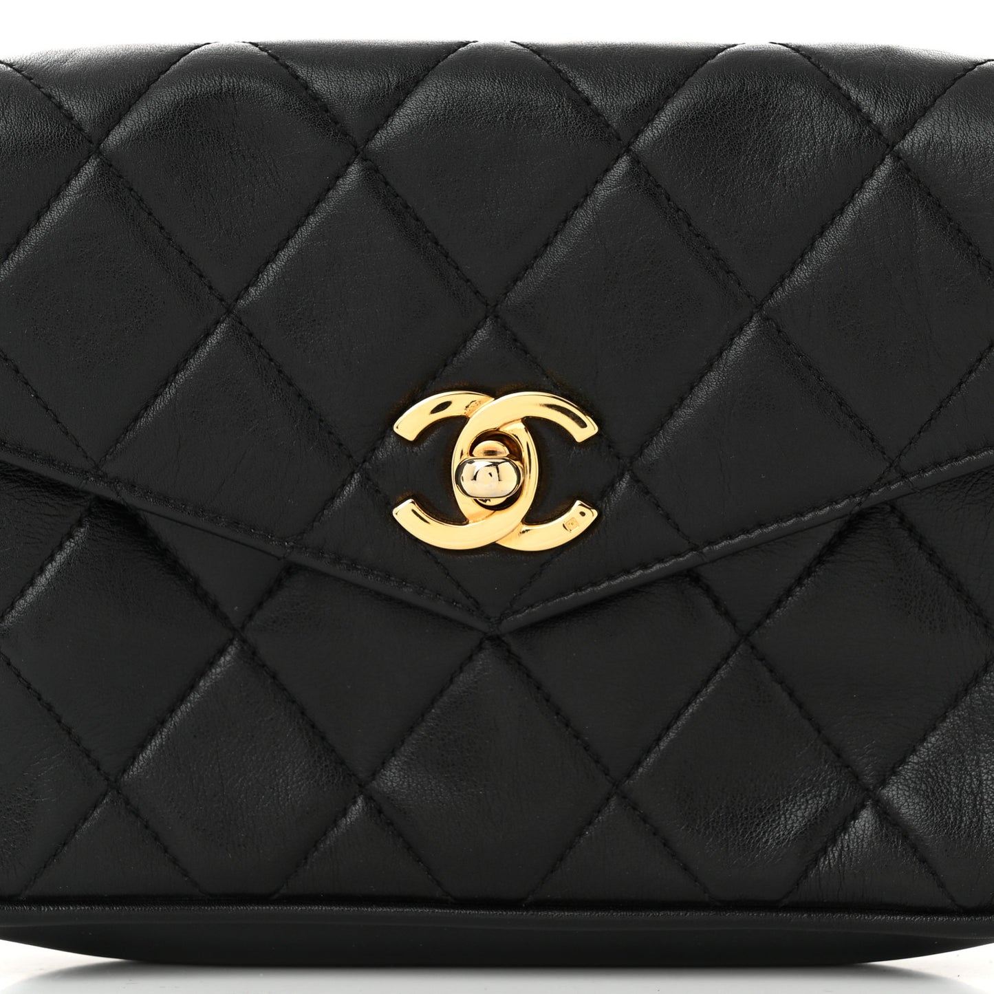 Lambskin Quilted Flap Waist Belt Bag 85 34 Black