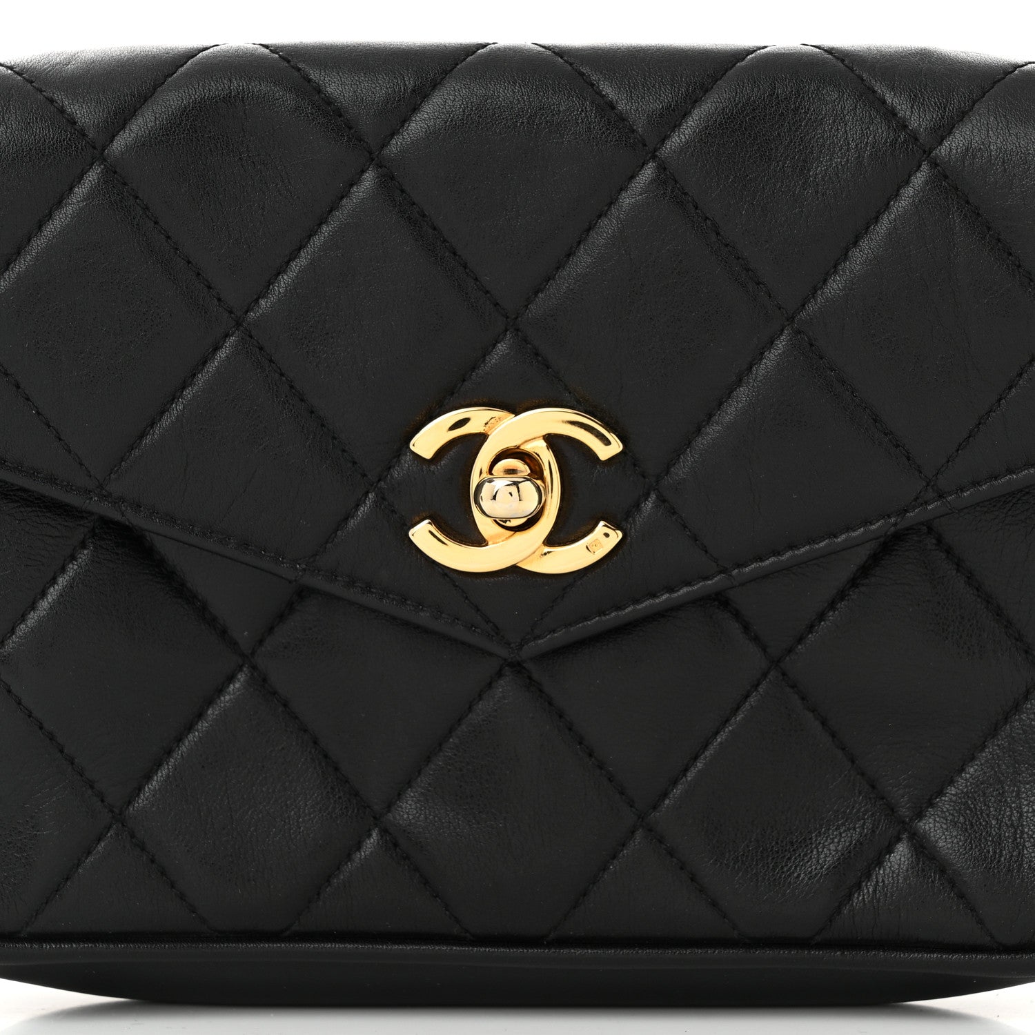 Chanel Lambskin Quilted Flap Waist Belt Bag 85 34 Black 9 of 11
