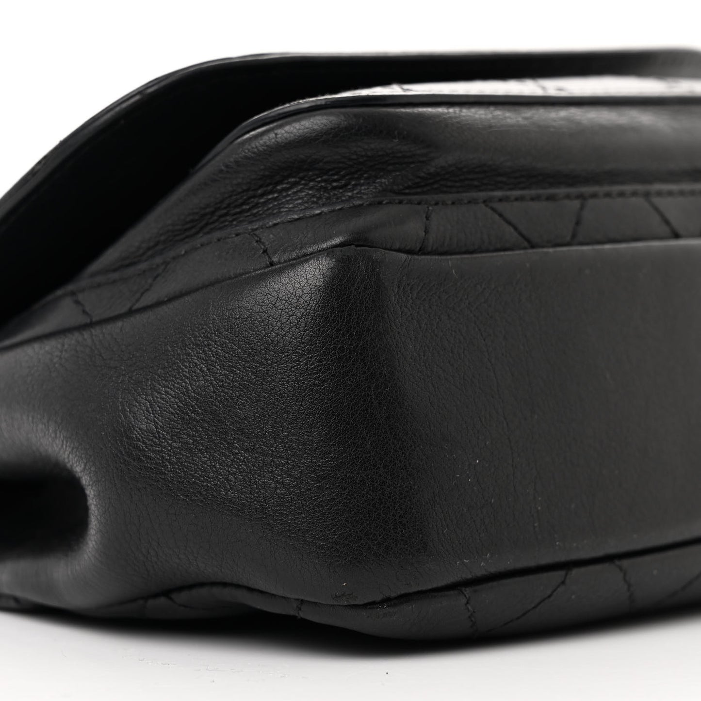 Calfskin Stitched Small Covered CC Flap Bag Black