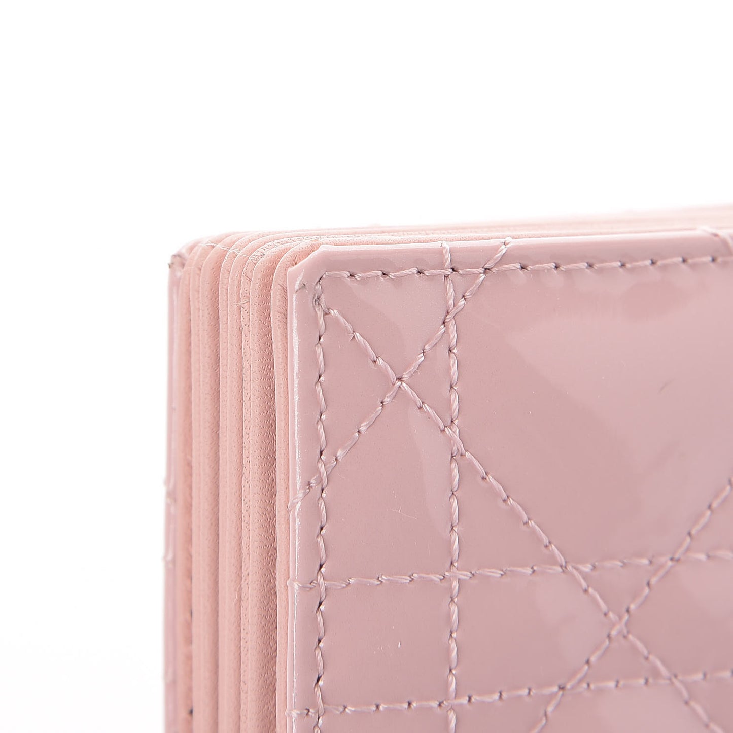 Patent Cannage Lady Dior 5-Gusset Card Holder Pink
