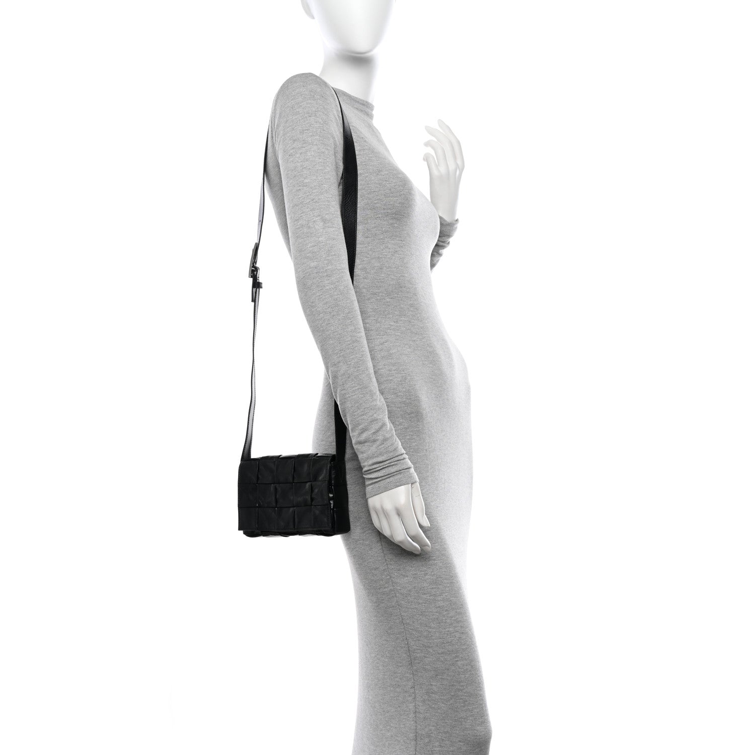 Bottega Veneta Paper Calfskin Maxi Intreccio Cassette Crossbody Bag Black 2 of 12